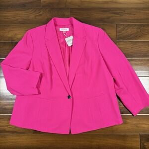 Kasper Women's Plus Size 24 W Pink Perfection One Button Crepe Blazer Jacket